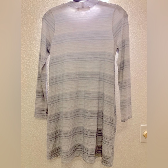Fighting Eel long sleeve mini dress with side pockets blue gray stripes size S - Picture 3 of 4